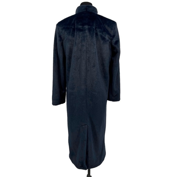 J CREW COLLECTION NAVY BLUE FAUX FUR Palais topcoat LONG COAT SIZE 2 STYLE BU455 - Picture 8 of 11